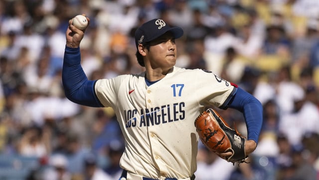 Dodgers starting pitcher Shohei Ohtani will continue the slow buildup of his return to the mound. Dodgers manager Dave Roberts said Ohtani is expected to throw three innings on Monday night, maybe increasing to four innings in his next two outings after that. (AP Photo/Kyusung Gong)