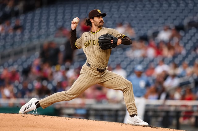 WASHINGTON, DC – JULY 18: Dylan Cease #84 of the San Diego Padres pitches against the Washington Nationals during the first inning at Nationals Park on July 18, 2025 in Washington, DC. (Photo by Scott Taetsch/Getty Images)