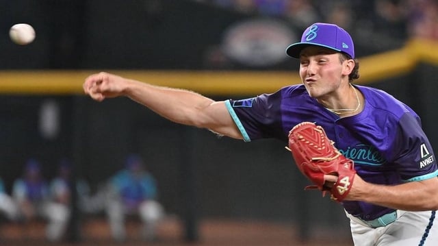 Jul 18, 2025; Phoenix, Arizona, USA; Arizona Diamondbacks pitcher Brandon Pfaadt (32) throws in the first inning against the St. Louis Cardinals at Chase Field. Mandatory Credit: Matt Kartozian-Imagn Images