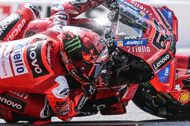 Francesco Bagnaia lors des qualifications du sprint et du Grand Prix de la République tchèque carégorie MotoGP, le 19 juillet 2025 sur le circuit de Brno