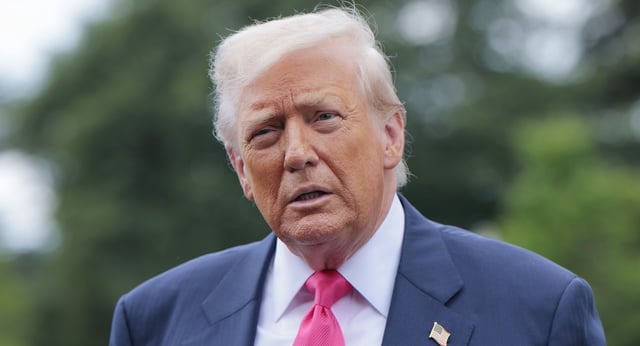 WASHINGTON, DC – JULY 15: U.S. President Donald Trump speaks to the media as he departs the White House on July 15, 2025 in Washington, DC. Trump is traveling to Pittsburgh, Pennsylvania, to speak at an artificial intelligence and energy summit.  (Photo by Anna Moneymaker/Getty Images)