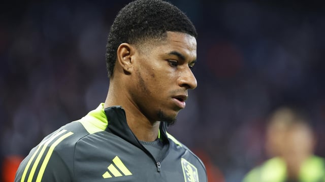 Marcus Rashford, en un partido de Champions jugando el Aston Villa ante el PSG.