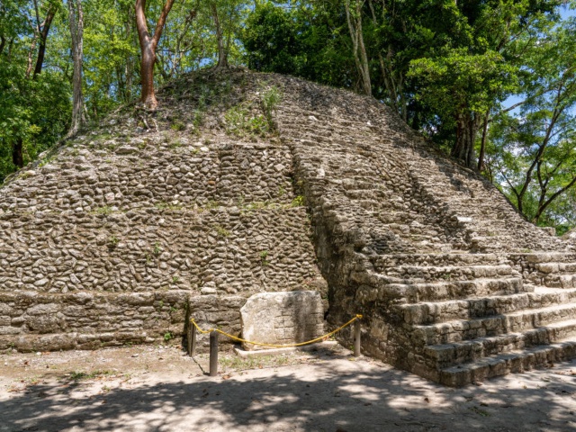 Panel 3 at Structure A9 in the Mayan ruins in the Xunantunich Archeological Reserve in Belize. This panel was originally from a hieroglyphic stairway in Caracol and taken as a trophy of war. (Photo by: Jon G. Fuller/VW Pics/Universal Images Group via Getty Images)