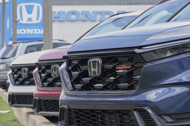 Hondas are pictured at a dealership in Bedford, Ohio Tuesday, July 8, 2025. (AP Photo/Sue Ogrocki)