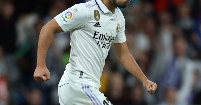 Soccer Football - LaLiga - Real Madrid v Getafe - Santiago Bernabeu, Madrid, Spain - May 13, 2023 Real Madrid's Marco Asensio celebrates scoring their first goal REUTERS/Isabel Infantes