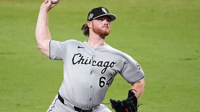 Jul 15, 2025; Cumberland, Georgia, USA; American League pitcher Shane Smith (64) of the Chicago White Sox pitches during the eighth inning during the 2025 MLB All Star Game at Truist Park. Mandatory Credit: Dale Zanine-Imagn Images