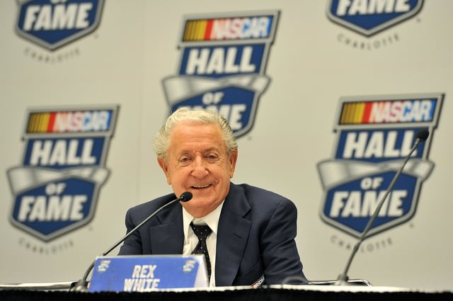 NASCAR Hall of Famer Rex White speaks with the media after the 2015 NASCAR Hall of Fame Induction Ceremony at NASCAR Hall of Fame on January 30, 2015 in Charlotte, North Carolina.