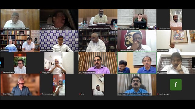 INDIA bloc parties during a virtual meeting ahead of the Monsoon session of the Parliament. (PTI)
