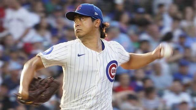Jul 19, 2025; Chicago, Illinois, USA; Chicago Cubs pitcher Shota Imanaga (18) throws the ball during the fifth inning against the Boston Red Sox at Wrigley Field. Mandatory Credit: David Banks-Imagn Images