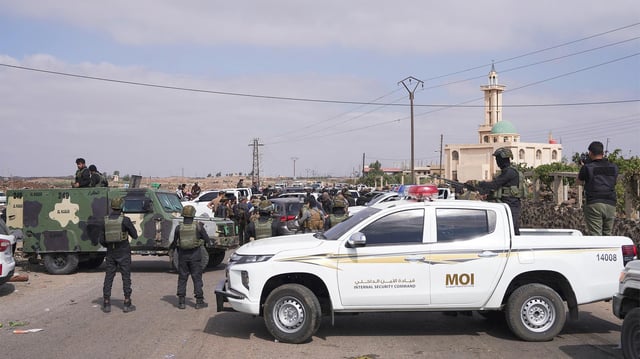 Strassenkontrolle in der Region Suwaida, Syrien