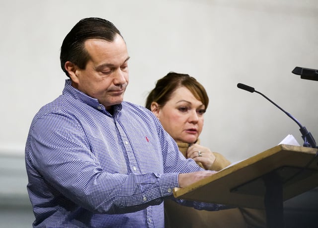 Steve Goncalves, father of victim Kaylee Goncalves, speaks during a Nov. 30, 2022, vigil at the University of Idaho for four students found dead in their residence in Moscow, Idaho.