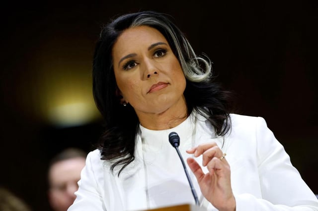 Tulsi Gabbard, President Donald Trump’ s nominee to be Director of National Intelligence, testifies during her confirmation hearing before the Senate Intelligence Committee in the Dirksen Senate Office Building on Thursday, Jan. 30, 2025, in Washington, D.C.. (Kevin Dietsch/Getty Images North America/TNS)