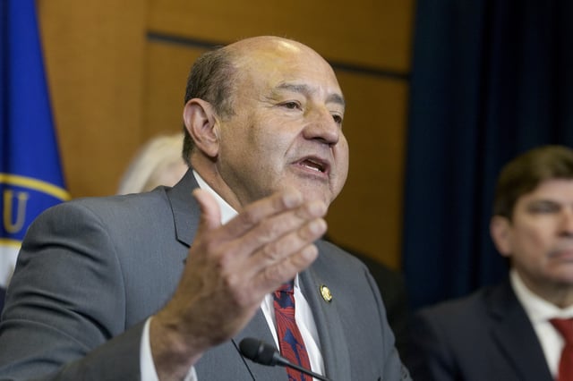 FILE - Rep. Vicente Gonzalez, D-Texas., speaks during a press conference on Capitol Hill, Feb. 6, 2025, in Washington. (AP Photo/Rod Lamkey, Jr., File)