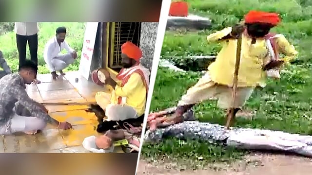 The video, recorded on July 17 at around 1 pm, shows the godman forcing a man to lie on the ground, pressing his foot on the man's neck, and threatening him with a wooden stick placed on his stomach.