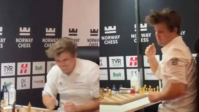 Magnus Carlsen's furious reaction to shocking loss against D Gukesh
