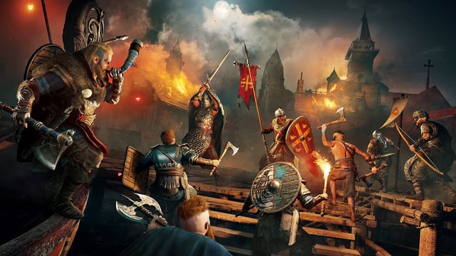 a fighting sequence in Assassin's Creed: Valhalla