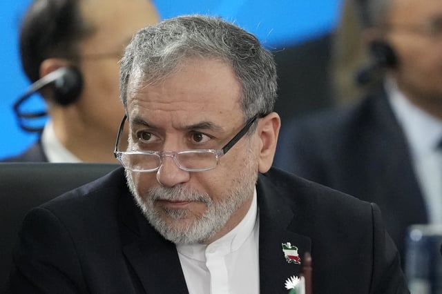 Iran&#39;s Foreign Minister Abbas Araghchi attends the 17th annual BRICS summit in Rio de Janeiro, Brazil, Monday, July 7, 2025.