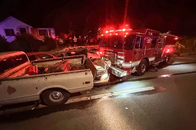 Everett Police Detectives are continuing their investigation into the theft of Everett Fire’s engine and the series of collisions that followed in Everett, Wash., on July 19, 2025.