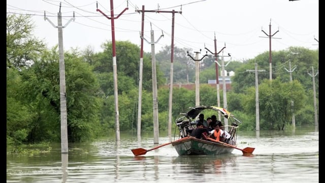 Flood water entered low lying areas of Prayagraj Sunday (Anil Kumar Maurya)