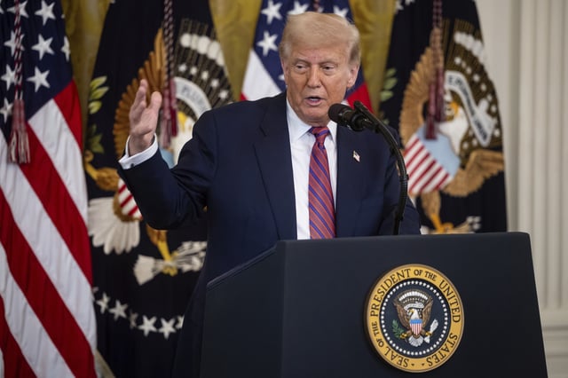 President Donald Trump takes part in a bill signing for cryptocurrency legislation in the East Room of the White House July 18, 2025.