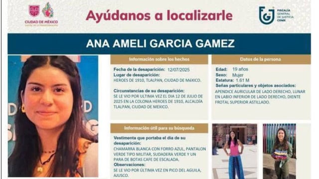 Además de las áreas boscosas, la búsqueda también se ha expandido a las zonas pobladas cercanas, donde se distribuyen foto volantes y se solicita a los habitantes cualquier información que ayude a dar con el paradero de Ameli. Foto: Fiscalia CDMX.