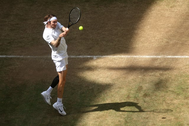 Tennis - Halle Open - OWL Arena, Halle, Germany - June 22, 2025 Kazakhstan's Alexander Bublik in action during the final against Russia's Daniil Medvedev REUTERS/Leon Kuegeler/File Photo