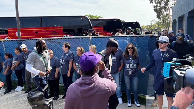 The Dallas Cowboys arrive at training camp in Oxnard, Calif. for their first camp under new head coach Brian Schottenheimer.