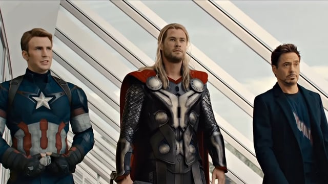 Captain America, Thor, and Tony Stark together in The Avengers