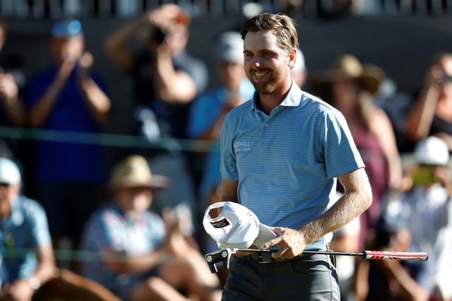 Ryan Gerard of the United States celebrates winning the Barracuda Championship for his first US PGA Tour title