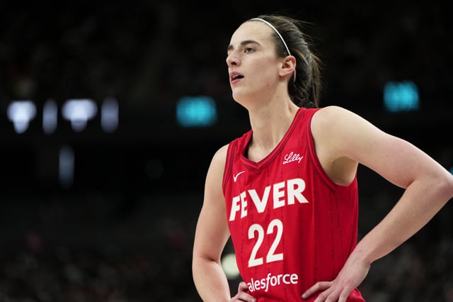 Jun 22, 2025; Las Vegas, Nevada, USA; Indiana Fever guard Caitlin Clark at T-Mobile Arena. Mandatory Credit: Lucas Peltier-Imagn Images/File Photo