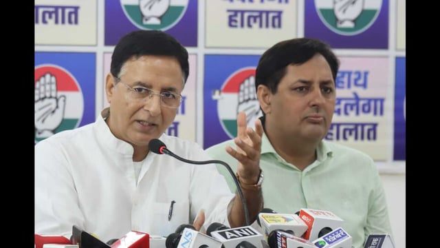 Congress general secretary Randeep Singh Surjewala on Sunday claimed that organised crime in Haryana has become a big industry with around 80 gangs of criminals active in the state. (HT Photo)