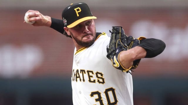 Jul 15, 2025; Cumberland, Georgia, USA; National League pitcher Paul Skenes (30) of the Pittsburgh Pirates pitches in the first inning against the American League during the 2025 MLB All Star Game at Truist Park. Mandatory Credit: Brett Davis-Imagn Images