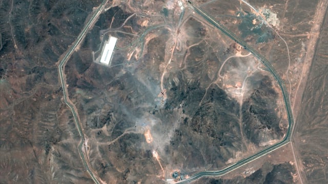 Cette image satellite montre une vue d’ensemble du complexe de l’usine d’enrichissement de combustible de Fordo, le 1er juillet 2025.