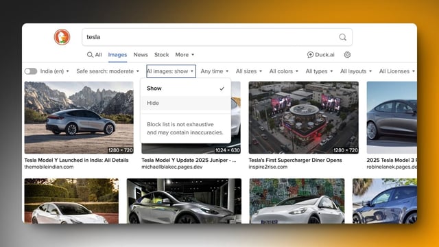 DuckDuckGo now lets you easily hide AI-generated images from your search results.