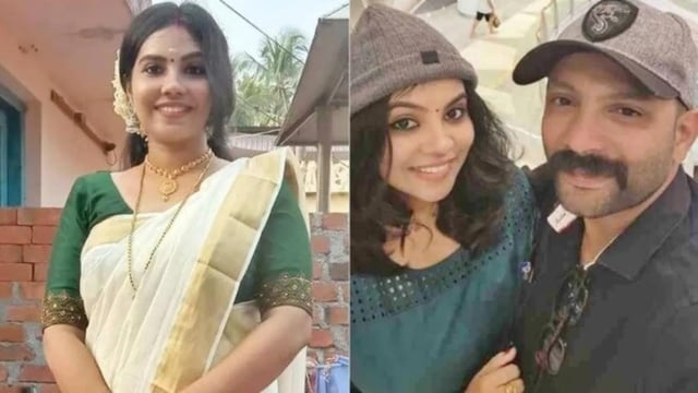 Athulya Sekhar, a woman from Kerala, with her husband Satheesh.