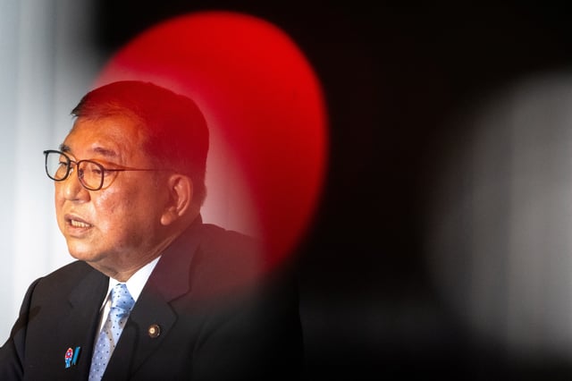 Japan's Prime Minister Shigeru Ishiba attends a press conference at the headquarters of the Liberal Democratic Party (LDP) in Tokyo on July 21, 2025, the day after the prime minister's coalition lost its upper house majority.     PHILIP FONG/Pool via REUTERS