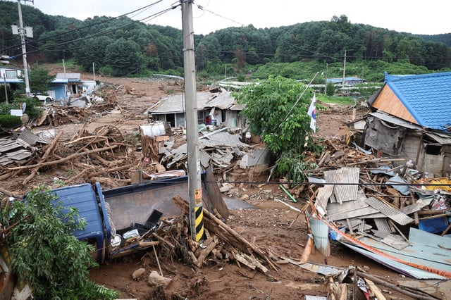 A view of the damage in the aftermath of torrential rain, in Gapyeong, South Korea July 21, 2025. REUTERS/Kim Hong-Ji