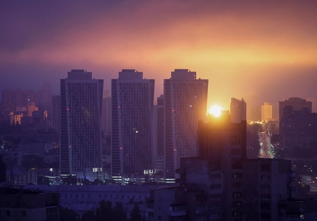 An explosion of a drone lights up the sky over the city during a Russian drone and missile strike, amid Russia's attack on Ukraine, in Kyiv, Ukraine July 21, 2025. REUTERS/Gleb Garanich