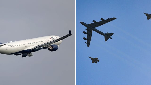 Beinahezusammenstoß über Minot (North Dakota): Ein Delta-Pilot verhindert in letzter Sekunde eine Kollision mit einem B-52-Bomber der US-Luftwaffe.