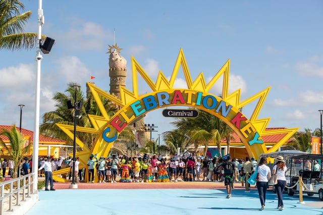 Carnival Cruise Line’s Celebration Key opens to guests for the first time on July 19, 2025 on Grand Bahama Island. The 68-acre destination features large freshwater lagoons, a 10-story sandcastle with water slides, Bahamian vendors, swim-up bars and more. (Patrick Connolly/Orlando Sentinel)