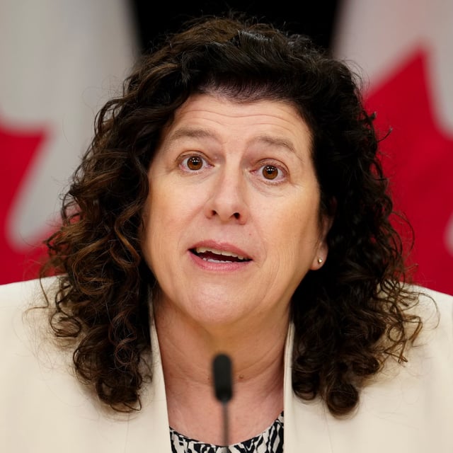 Auditor General Karen Hogan holds a press conference at the National Press Theatre in Ottawa on Tuesday, June 4, 2024. THE CANADIAN PRESS/Sean Kilpatrick
