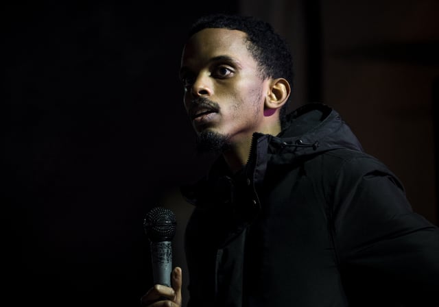 Omar Fateh, then member-elect of the Minnesota State Senate, speaks during a vigil for Dolal Idd, who was shot and killed by Minneapolis Police last night, on December 31, 2020 in Minneapolis, Minnesota. He has won the state Democratic Party&#39;s support for the Minneapolis mayoral race.