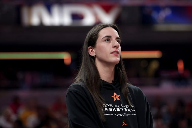 INDIANAPOLIS, INDIANA - JULY 19: Caitlin Clark #22 of the Indiana Fever looks on during the 2025 AT&amp;T WNBA All-Star Game at Gainbridge Fieldhouse on July 19, 2025 in Indianapolis, Indiana. NOTE TO USER: User expressly acknowledges and agrees that, by downloading and or using this photograph, User is consenting to the terms and conditions of the Getty Images License Agreement. (Photo by Steph Chambers/Getty Images)