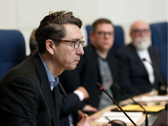  Coun. Michael Walters (left) speaks during an emergency city council meeting on COVID-19 held at City Hall in Edmonton, on Friday, March 13, 2020.