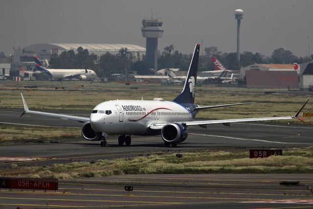 A plane of the Mexican airline Aeromexico is pictured at Benito Juarez International airport in Mexico City, Mexico September 14, 2023. REUTERS/Henry Romero/File Photo