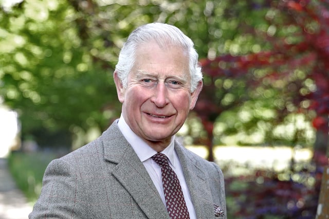 King Charles poses at Highgrove House, in Tetbury, England, on May 13, 2019.