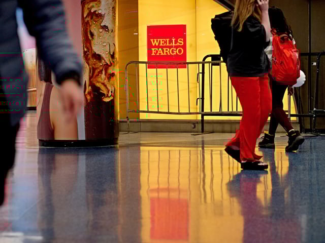 A Wells Fargo bank branch in New York, US, on Friday, July 11, 2025. Wells Fargo & Co. is scheduled to release earnings figures on July 15. Photographer: Gabby Jones/Bloomberg