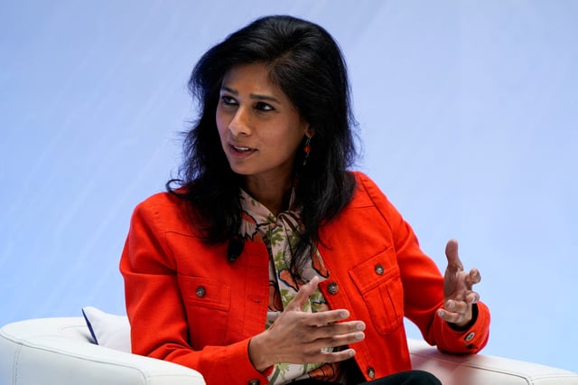 First Deputy Managing Director of the International Monetary Fund (IMF) Gita Gopinath participates in a seminar during the 2025 annual IMF/World Bank Spring Meetings in Washington, D.C., U.S., April 25, 2025. REUTERS/Elizabeth Frantz/File Photo
