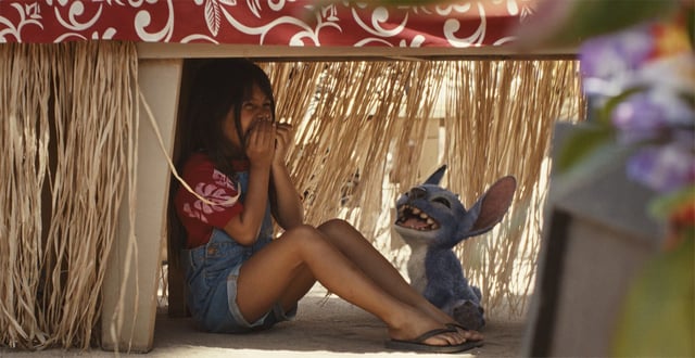 Maia Kealoha as Lilo and the Stitch creature.