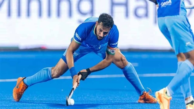 India A men’s hockey players in action.